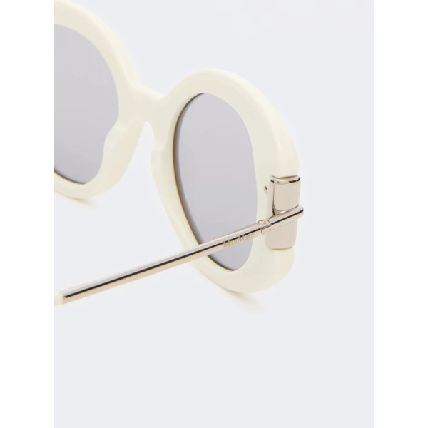 Max Mara Badia Round Acetate Glasses in White | Sunglasses | Coveti