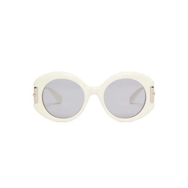 Max Mara Badia Round Acetate Glasses in White | Sunglasses | Coveti