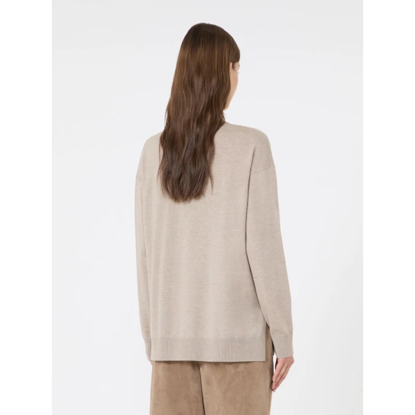 Max Mara Baia Wool V-Neck Cardigan in Beige | Cardigan | Coveti