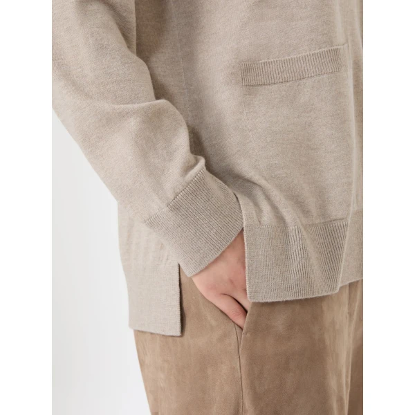 Max Mara Baia Wool V-Neck Cardigan in Beige | Cardigan | Coveti