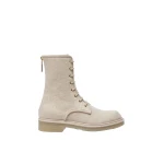 Max Mara Bakerzip Pure Cashmere Combat Boots in Beige | Boots | Coveti