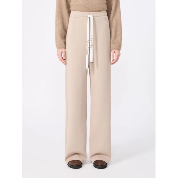 Max Mara Bali Wide-Leg Double Jersey Trousers in Beige | Wide leg pants | Coveti