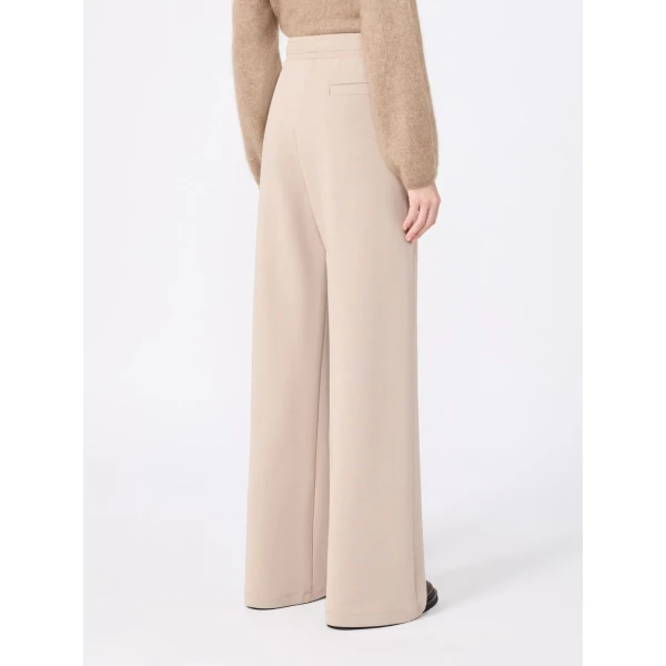 Max Mara Bali Wide-Leg Double Jersey Trousers in Beige | Wide leg pants | Coveti