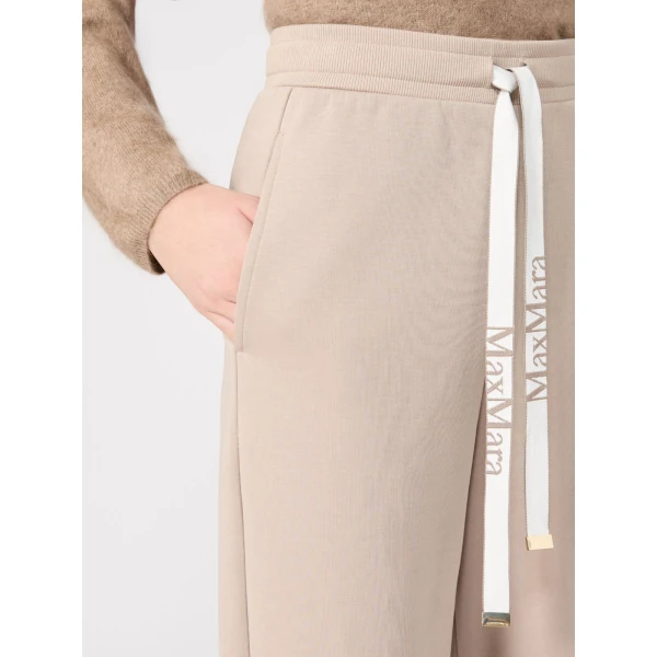 Max Mara Bali Wide-Leg Double Jersey Trousers in Beige | Wide leg pants | Coveti