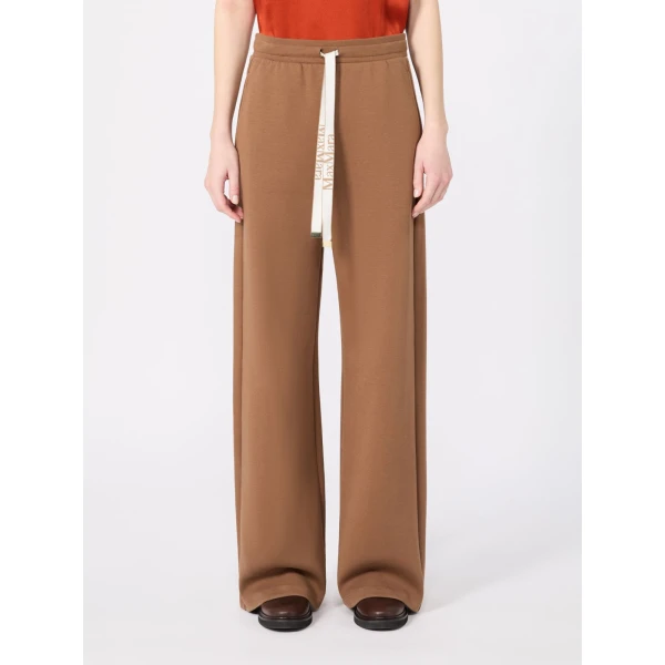 Max Mara Bali Wide-Leg Double Jersey Trousers in Camel | Wide leg pants | Coveti