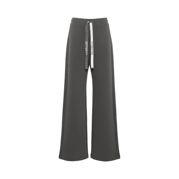 Max Mara Bali Wide-Leg Double Jersey Trousers in Dark Grey | Wide leg pants | Coveti