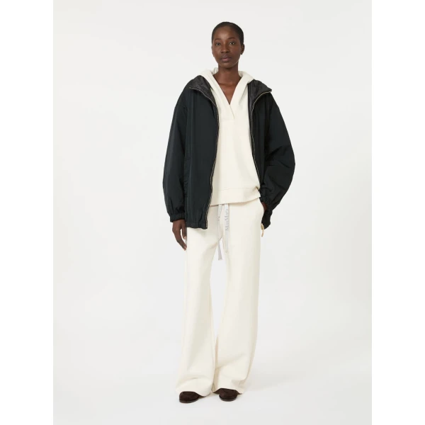 Max Mara Bali Wide-Leg Double Jersey Trousers in Natural | Wide leg pants | Coveti