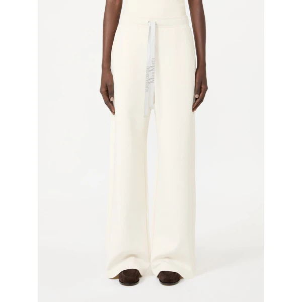 Max Mara Bali Wide-Leg Double Jersey Trousers in Natural | Wide leg pants | Coveti