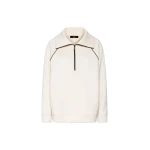 Max Mara Ballata Scuba Jersey Half-Zip Sweatshirt in Ivory | Sweaters | Coveti