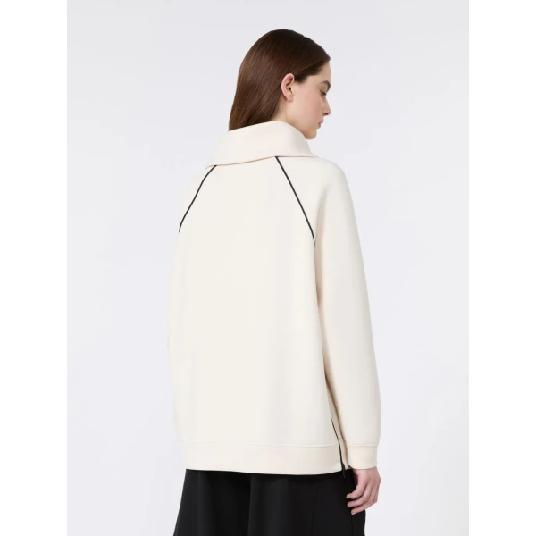 Max Mara Ballata Scuba Jersey Half-Zip Sweatshirt in Ivory | Sweaters | Coveti