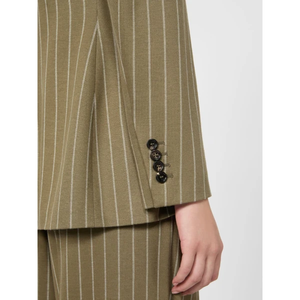 Max Mara Balta Double-Breasted Pinstripe Jersey Blazer in Khaki | Blazers | Coveti