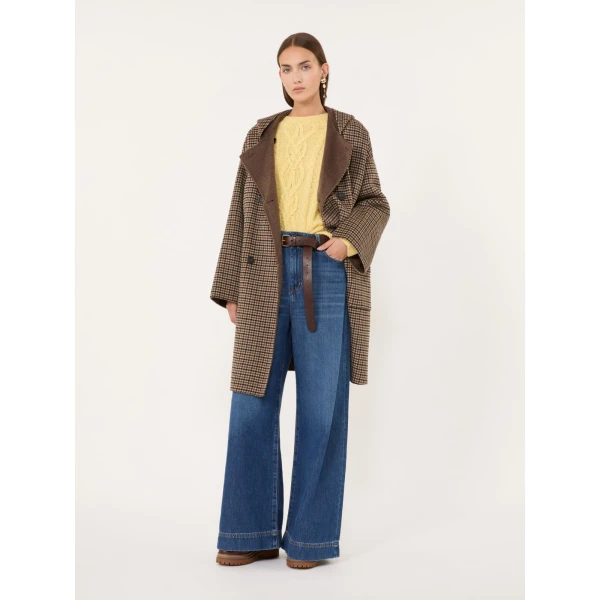 Max Mara Balta Hooded Double Wool Coat in Brown | Wool Coat | Coveti