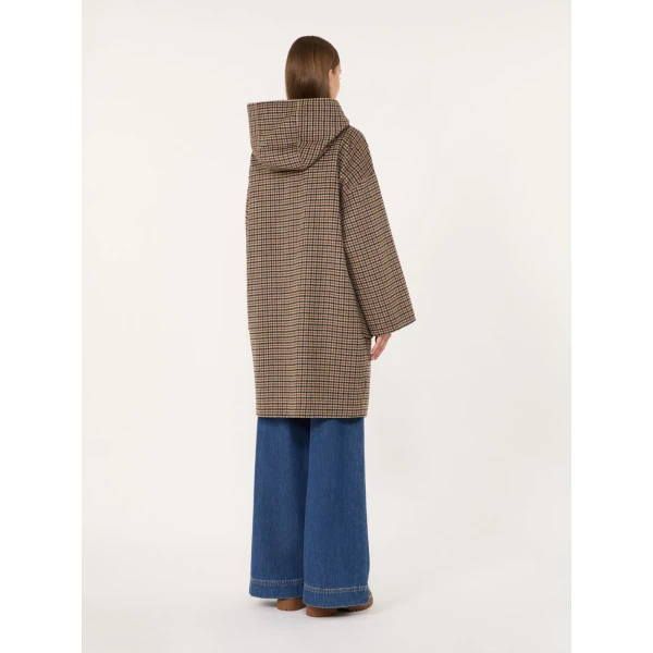 Max Mara Balta Hooded Double Wool Coat in Brown | Wool Coat | Coveti