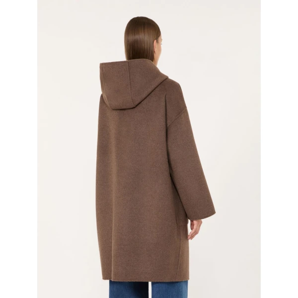Max Mara Balta Hooded Double Wool Coat in Brown | Wool Coat | Coveti