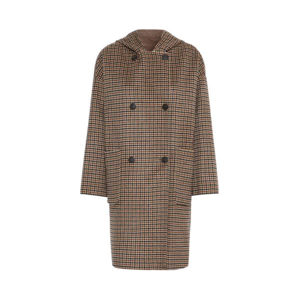 Max Mara Balta Hooded Double Wool Coat in Brown | Wool Coat | Coveti
