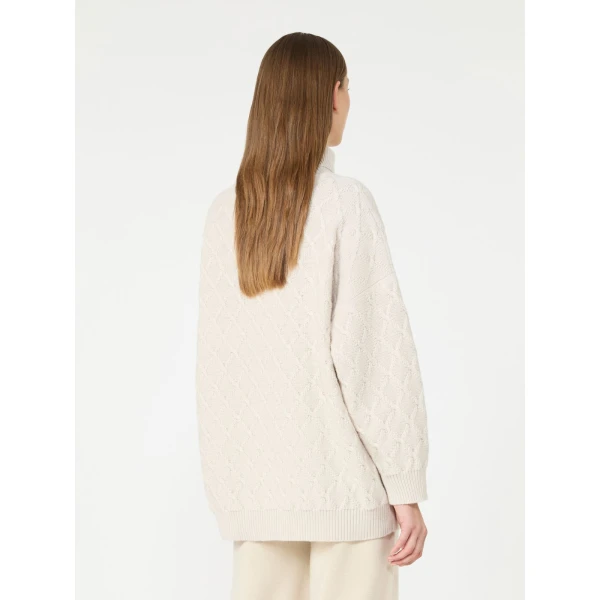 Max Mara Bambola Oversized Diamond-Knit Sweater in Beige | Sweaters | Coveti