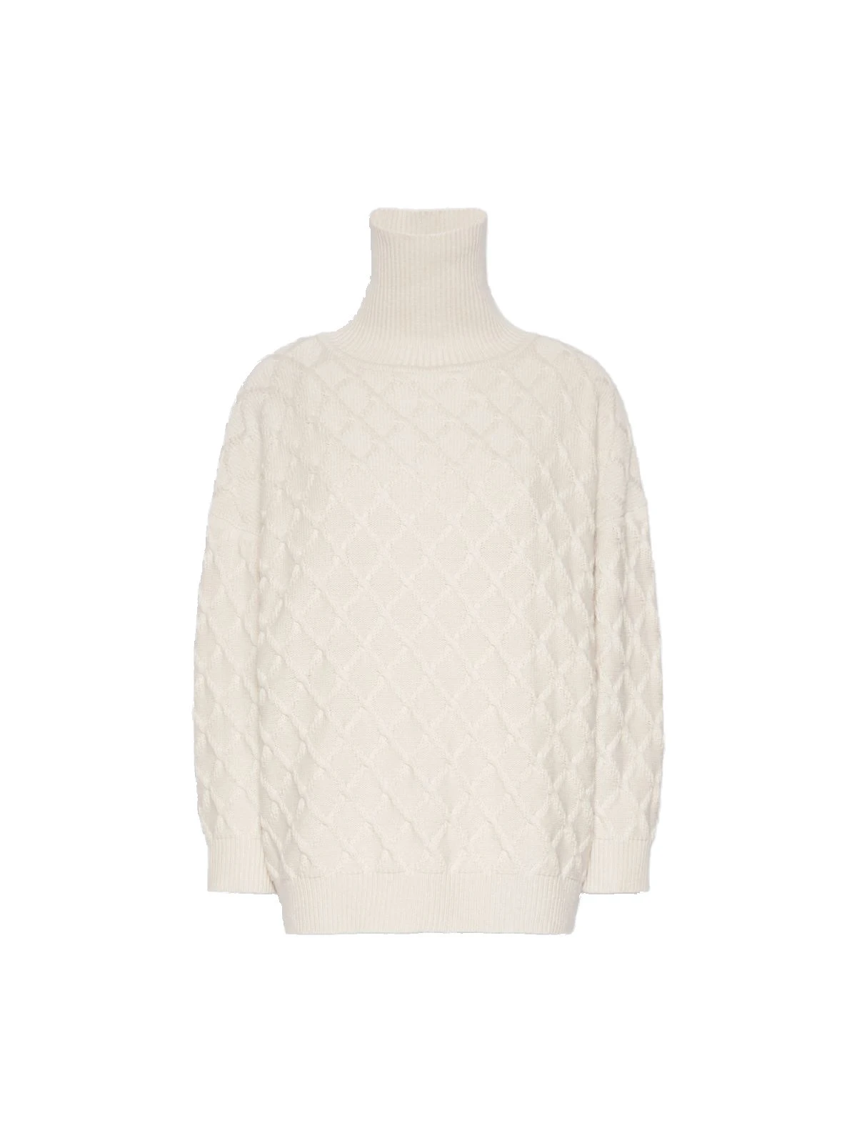 Max Mara Bambola Oversized Diamond-Knit Sweater in Beige Max Mara Bambola Oversized Diamond-Knit Sweater in Beige | Sweaters | Coveti