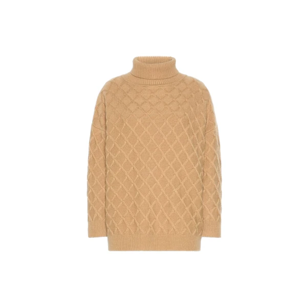 Max Mara Bambola Oversized Diamond-Knit Sweater in Camel | Sweaters | Coveti
