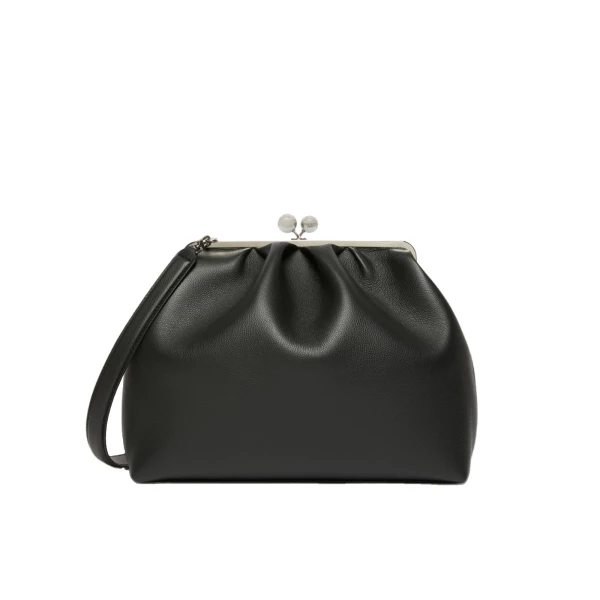 Max Mara Bambola XXL Deer Print Leather Pasticcino Bag in Black | Clutch Bags | Coveti