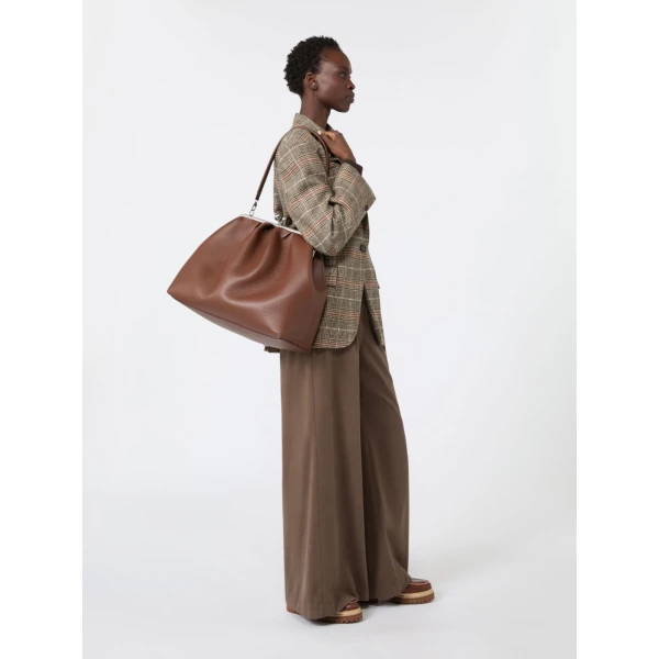 Max Mara Bambola XXL Deer Print Leather Pasticcino Bag in Brown | Clutch Bags | Coveti