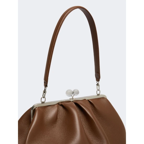 Max Mara Bambola XXL Deer Print Leather Pasticcino Bag in Brown | Clutch Bags | Coveti