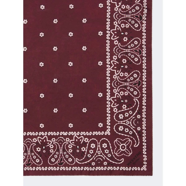 Max Mara Bandanna Print Silk Foulard in Bordeaux | Scarves | Coveti