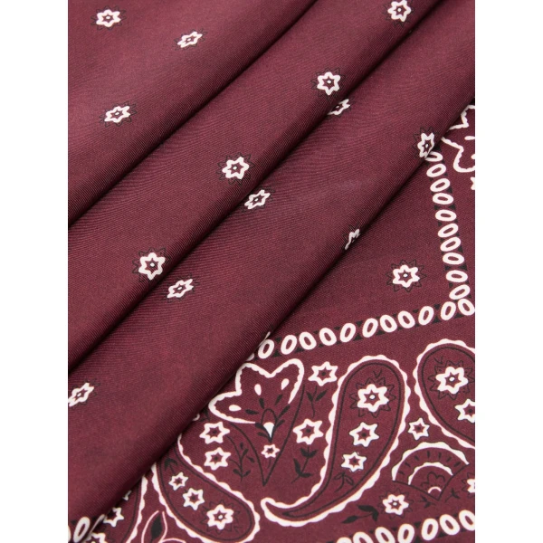 Max Mara Bandanna Print Silk Foulard in Bordeaux | Scarves | Coveti