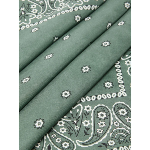 Max Mara Bandanna Print Silk Foulard in Khaki | Scarves | Coveti