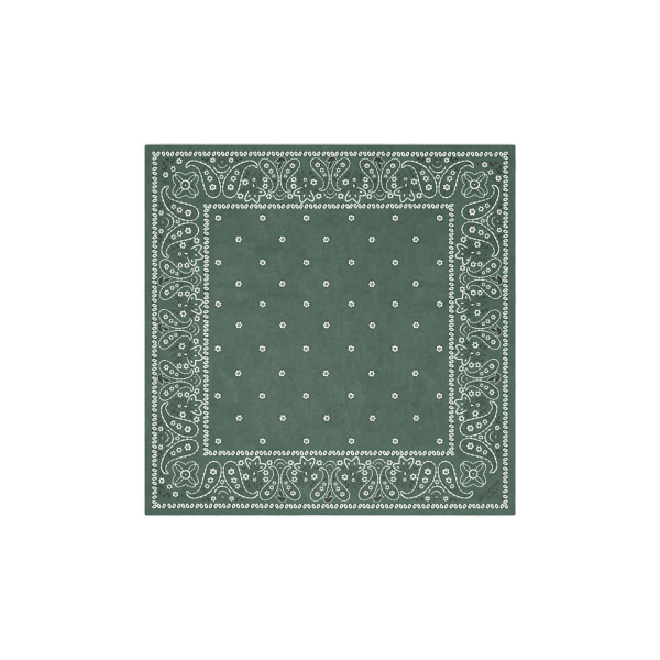 Max Mara Bandanna Print Silk Foulard in Khaki | Scarves | Coveti