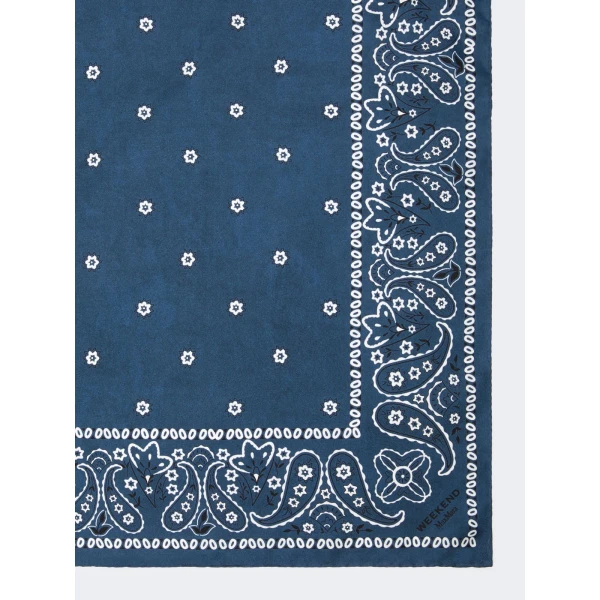 Max Mara Bandanna Print Silk Foulard in Midnight Blue | Scarves | Coveti