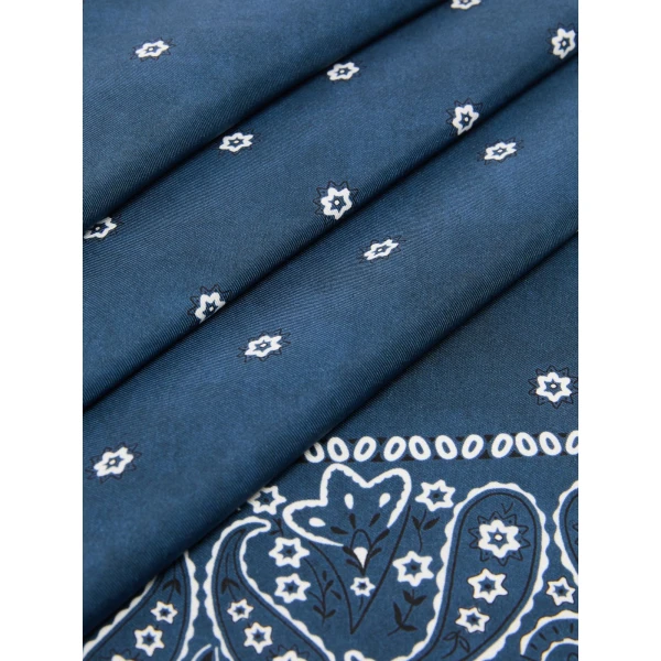 Max Mara Bandanna Print Silk Foulard in Midnight Blue | Scarves | Coveti