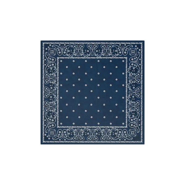 Max Mara Bandanna Print Silk Foulard in Midnight Blue | Scarves | Coveti