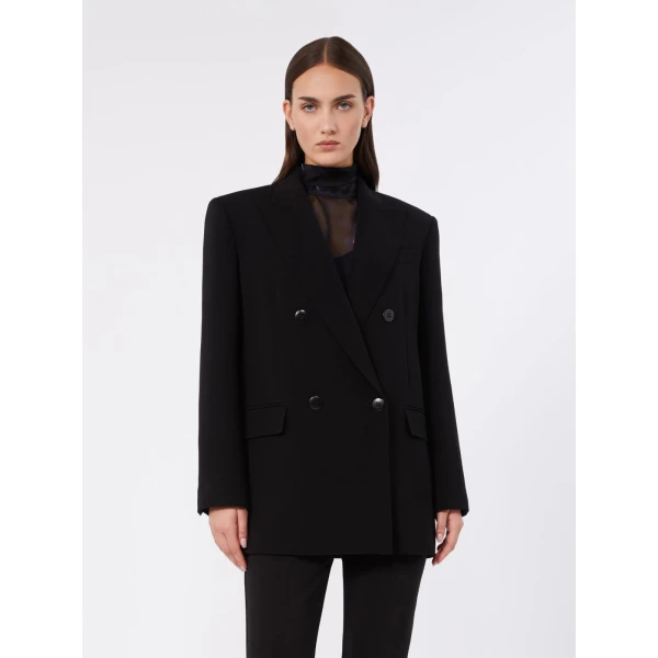 Max Mara Baobab Double-Breasted Cady Jacket in Black | Blazers | Coveti