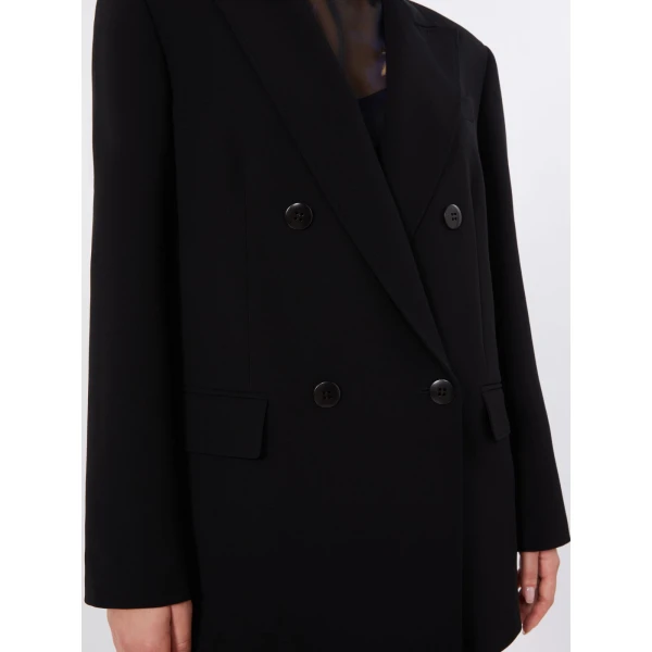 Max Mara Baobab Double-Breasted Cady Jacket in Black | Blazers | Coveti