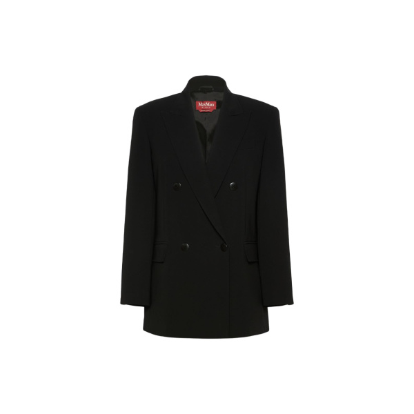Max Mara Baobab Double-Breasted Cady Jacket in Black | Blazers | Coveti