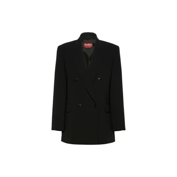 Max Mara Baobab Double-Breasted Cady Jacket in Black | Blazers | Coveti