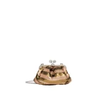 Max Mara Barca Small Pasticcino Bag with Sequin Stripes in Beige | Clutch Bags | Coveti