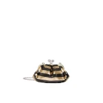 Max Mara Barca Small Pasticcino Bag with Sequin Stripes in Midnight Blue | Clutch Bags | Coveti