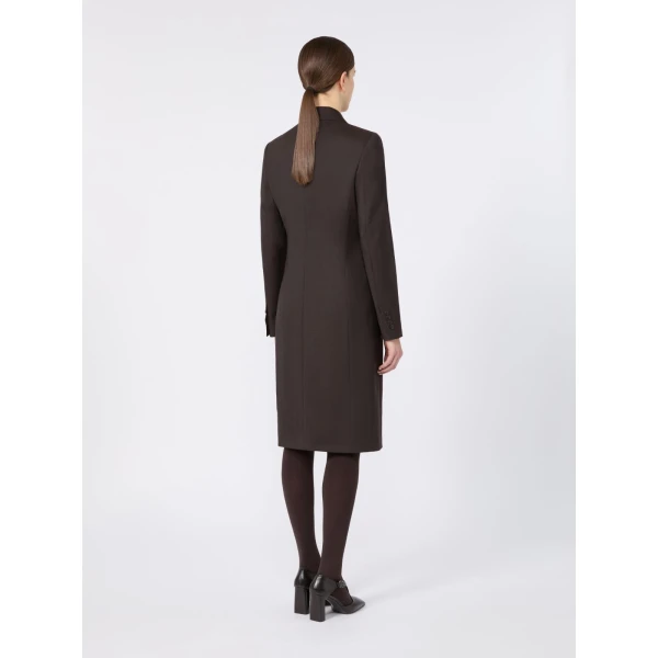 Max Mara Bardies Mottled Woollen Cloth Coat Dress in Dark Brown | Mini Dresses | Coveti