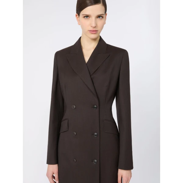 Max Mara Bardies Mottled Woollen Cloth Coat Dress in Dark Brown | Mini Dresses | Coveti