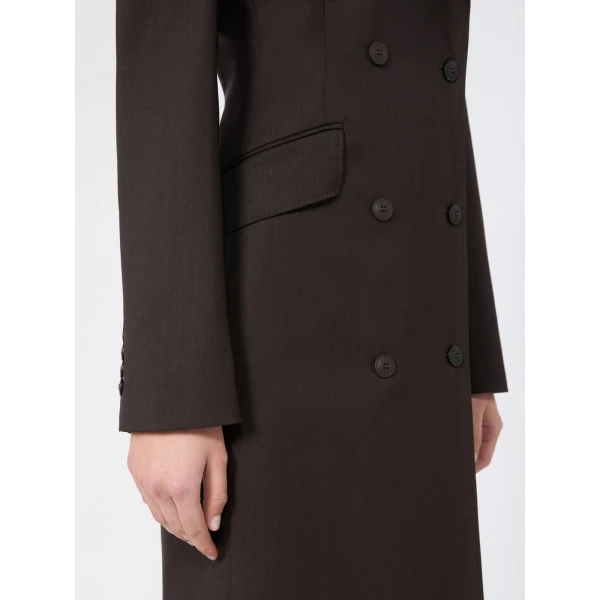 Max Mara Bardies Mottled Woollen Cloth Coat Dress in Dark Brown | Mini Dresses | Coveti