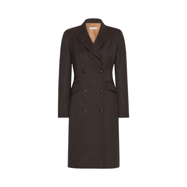 Max Mara Bardies Mottled Woollen Cloth Coat Dress in Dark Brown | Mini Dresses | Coveti