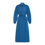 Max Mara Baruffa Taffeta Shirt Dress in Navy | Shirtdress | Coveti