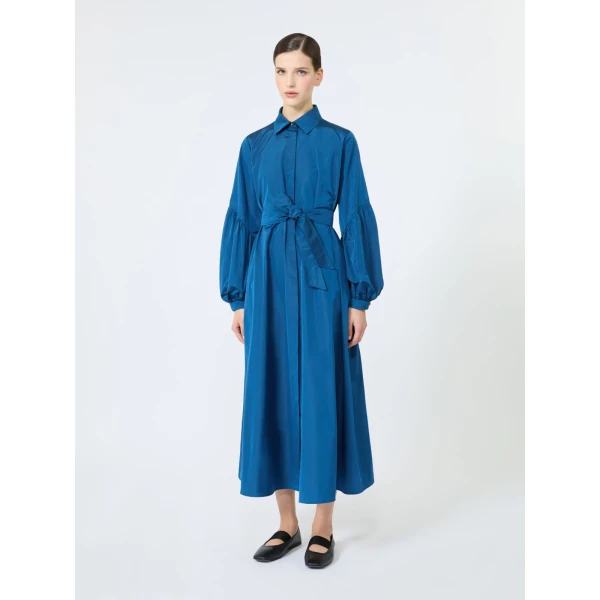 Max Mara Baruffa Taffeta Shirt Dress in Navy | Shirtdress | Coveti