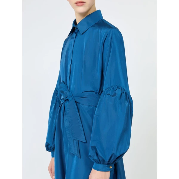 Max Mara Baruffa Taffeta Shirt Dress in Navy | Shirtdress | Coveti