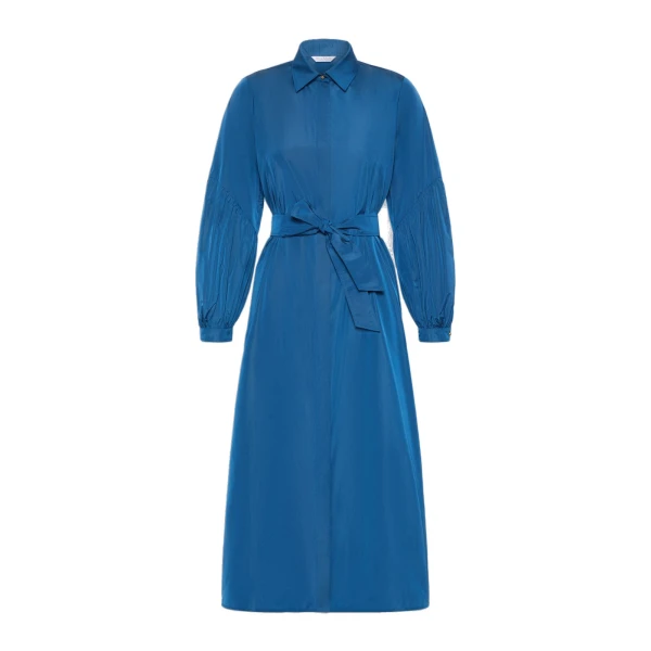 Max Mara Baruffa Taffeta Shirt Dress in Navy | Shirtdress | Coveti