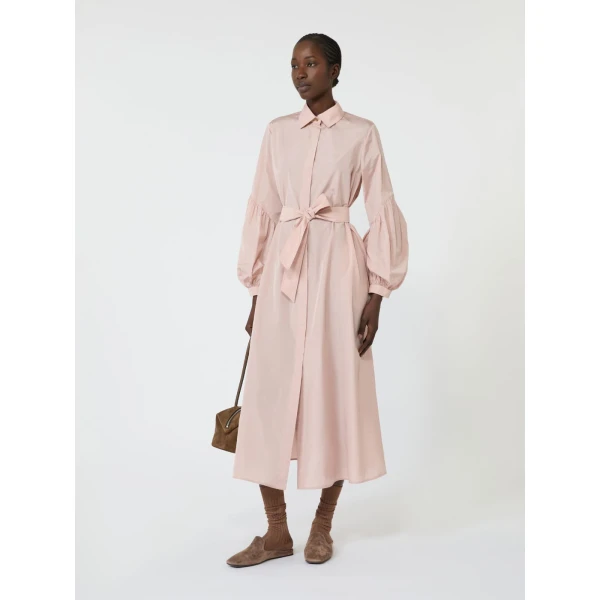Max Mara Baruffa Taffeta Shirt Dress in Powder Pink | Shirtdress | Coveti