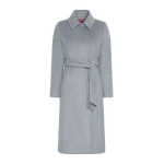 Max Mara Bcollag Double-Breasted Belted Wool Coat in Medium Grey | Wool Coat | Coveti