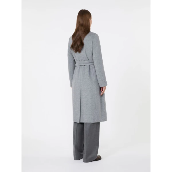 Max Mara Bcollag Double-Breasted Belted Wool Coat in Medium Grey | Wool Coat | Coveti