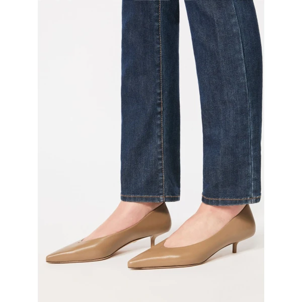 Max Mara Beati Nappa Leather Low Court Shoes in Mud | Heels | Coveti